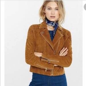 Express Genuine Suede Leather Motto Jacket